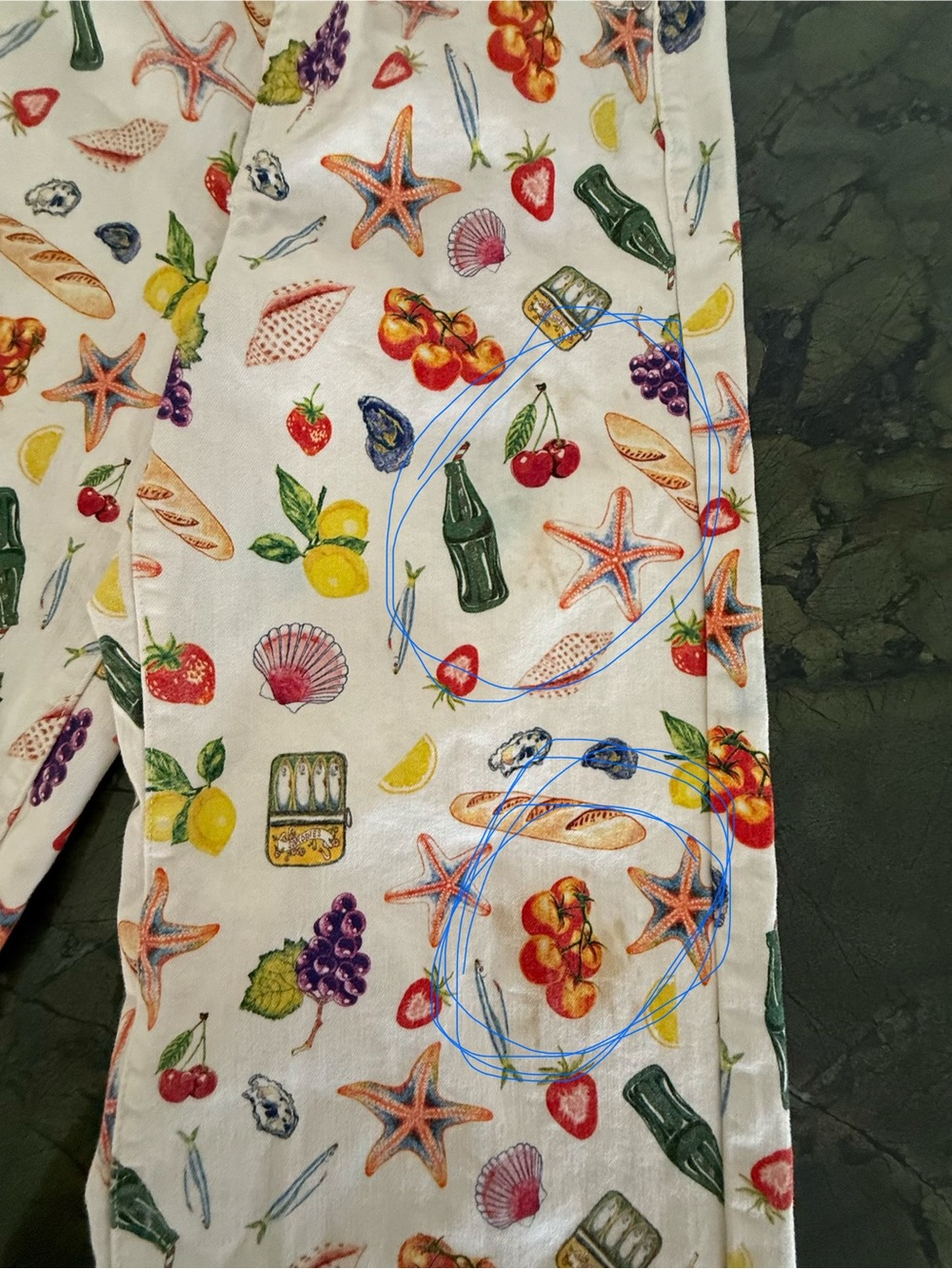 Oat NY 0/25 Wide-Leg Bottoms with Fruit & Sea Motif - Picture 3 of 7